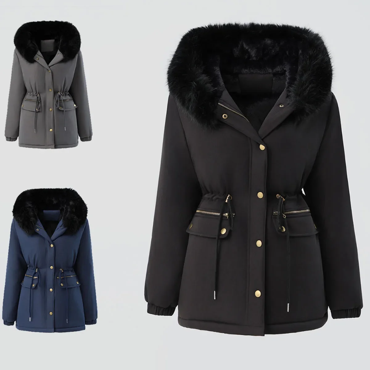 2025 نمط جديد: معطف نسائي من القطن السميك القطيفة، معطف نسائي متوسط إلى طويل