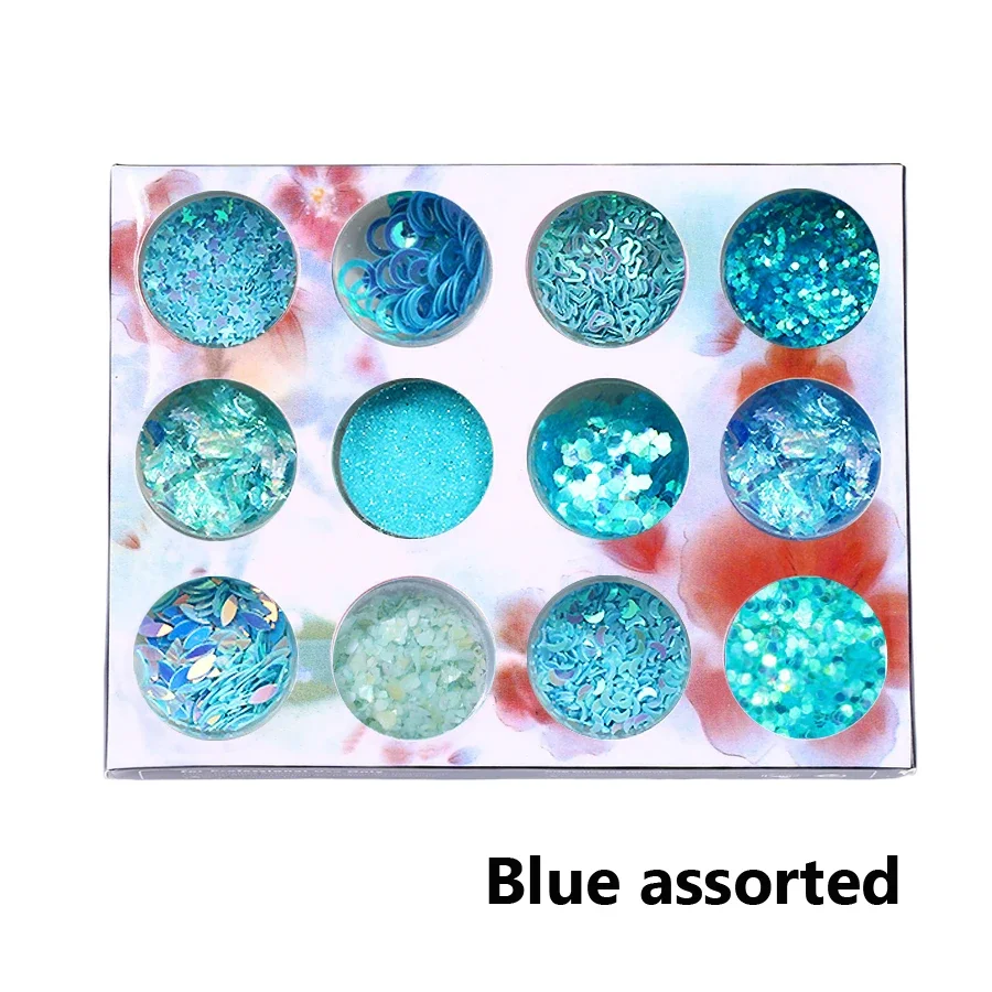 Nail Art iriserende pailletten set, kleurrijke harten esdoornbladvormen voor doe-het-zelf nagelontwerp manicure decoraties