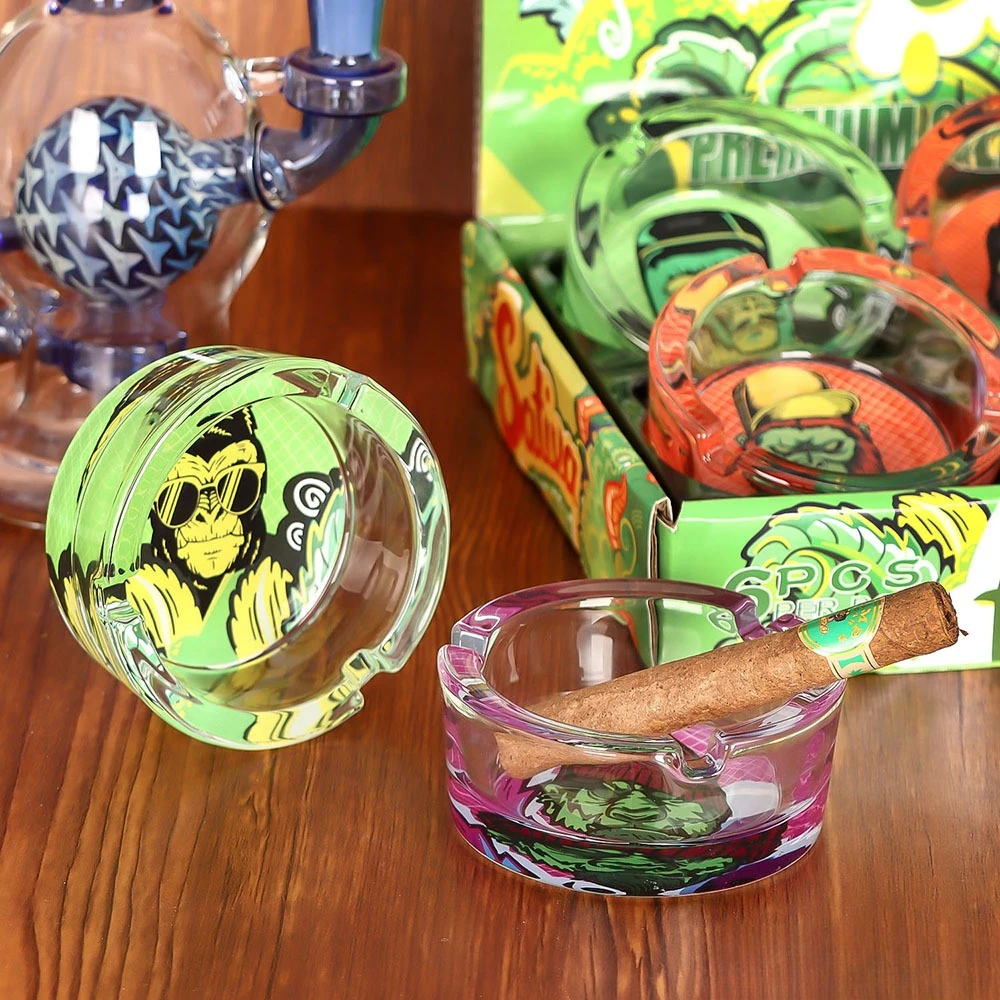 

6Pcs/lot Popular Cigar Ashtray Gorilla Logo Circular Pocket Ashtray Home Accessories Luxury Lighter Burns Tobacco Ash Tray
