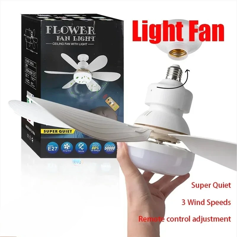E27 with Remote LED 30W Ceiling Fan Light  Dimming Function  Suitable for Living Room Study and Home Use 85-265V