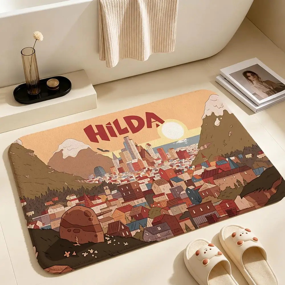 Animation-HildaS Floor Mat Soft Non-Slip Bath Mat, Bedside Carpet, Absorbent Doormat for Home