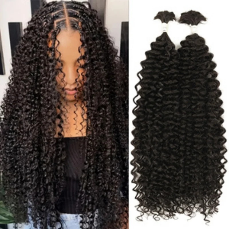 

2Pcs/Pack Synthetic Deep Wave Braiding Hair Extensions Loose Texture Jerry Curl Boho Braids No Weft for Quick Weave Hairdos