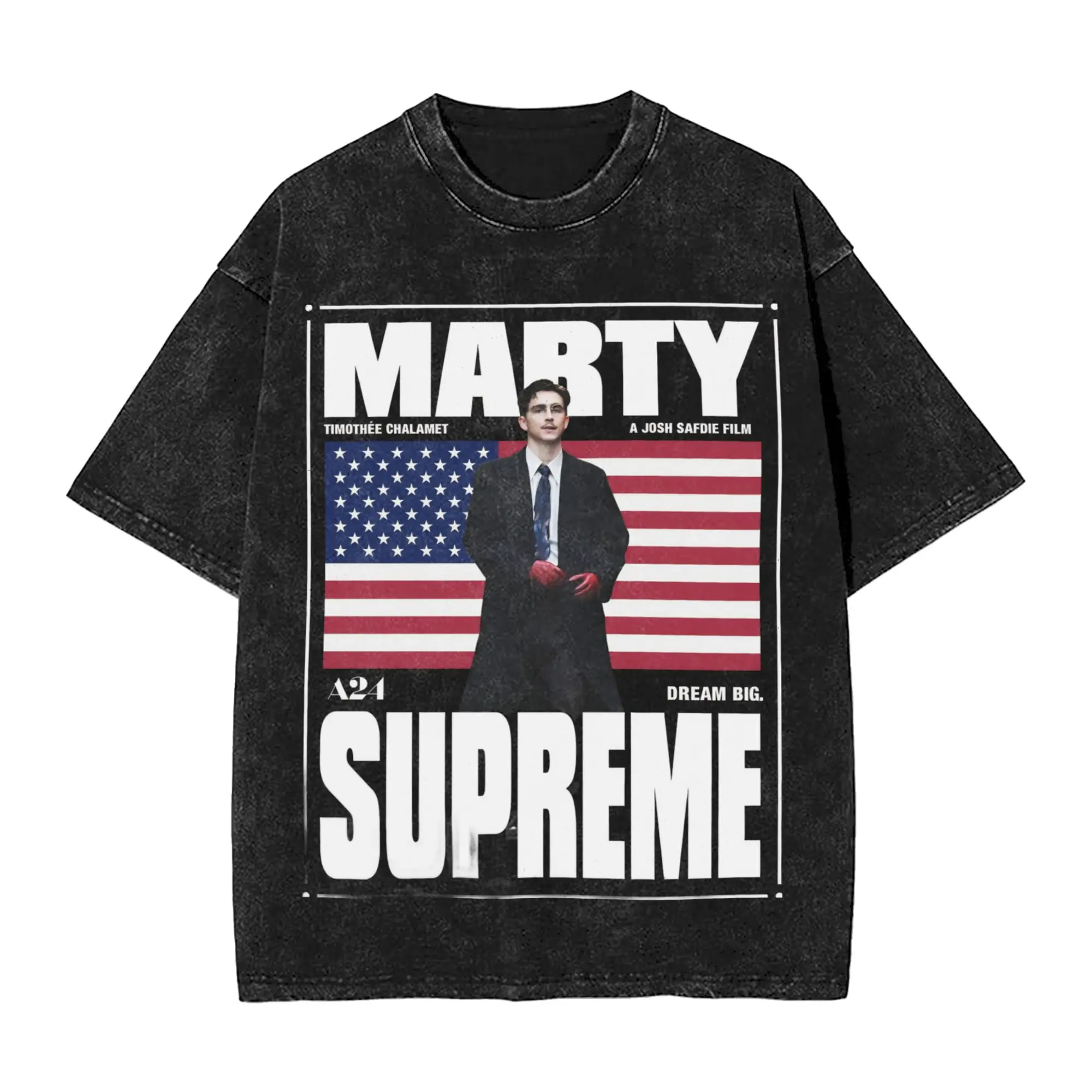 

Marty Supreme Vintage Washed T Shirt Men's Cotton Top Tee Hip Hop Round Neck Short Sleeve