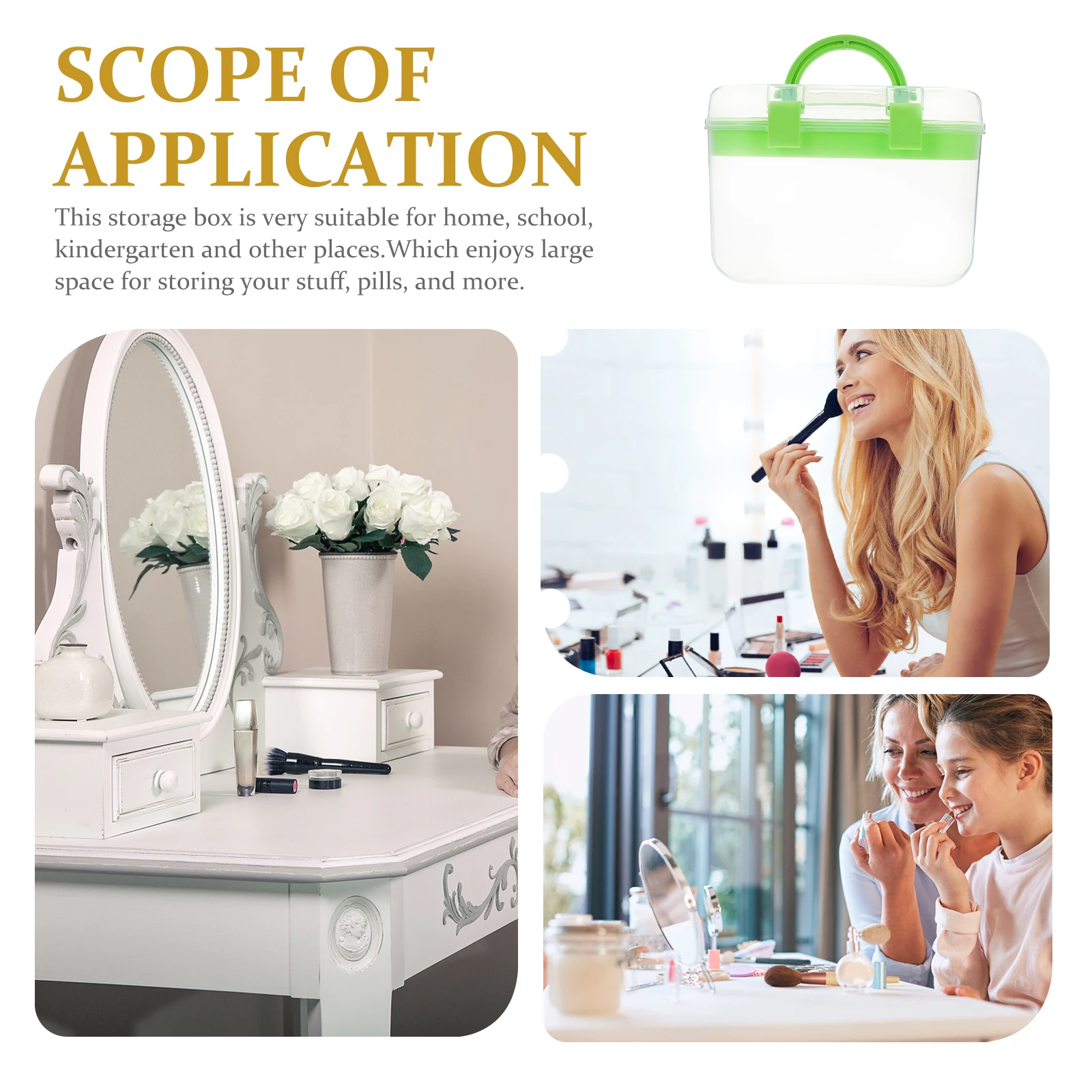 

Double Layer Box Large Capacity Portable Medicine Storage Case Handle Safety Clasp Sewing Household Storage Container