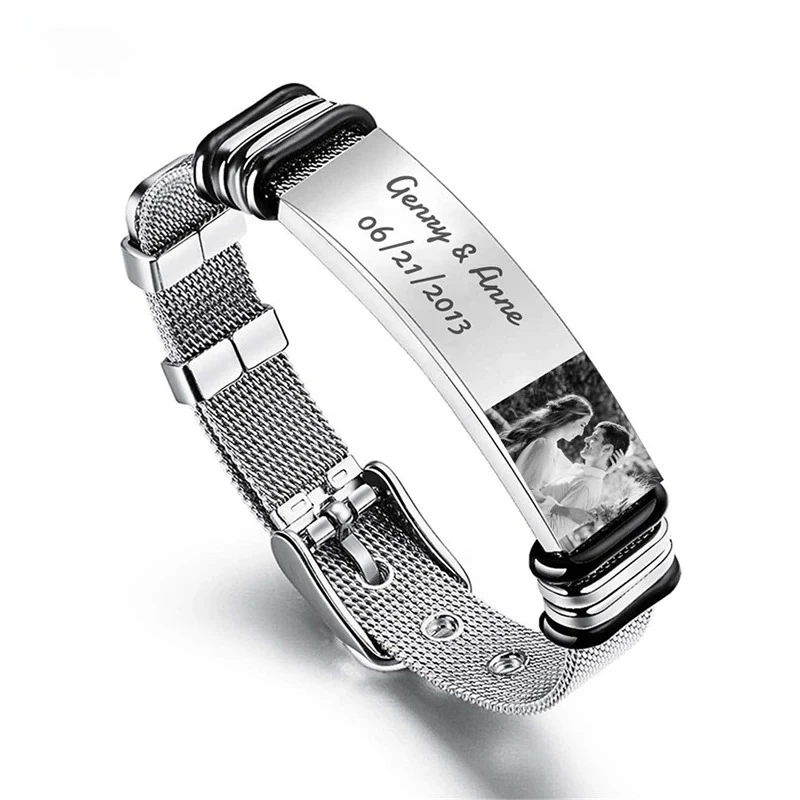 

Custom Picture Bracelets for Men Personalized Mens Bracelet Customized Men's Bracelet with Photo Text Name Personalized Gifts
