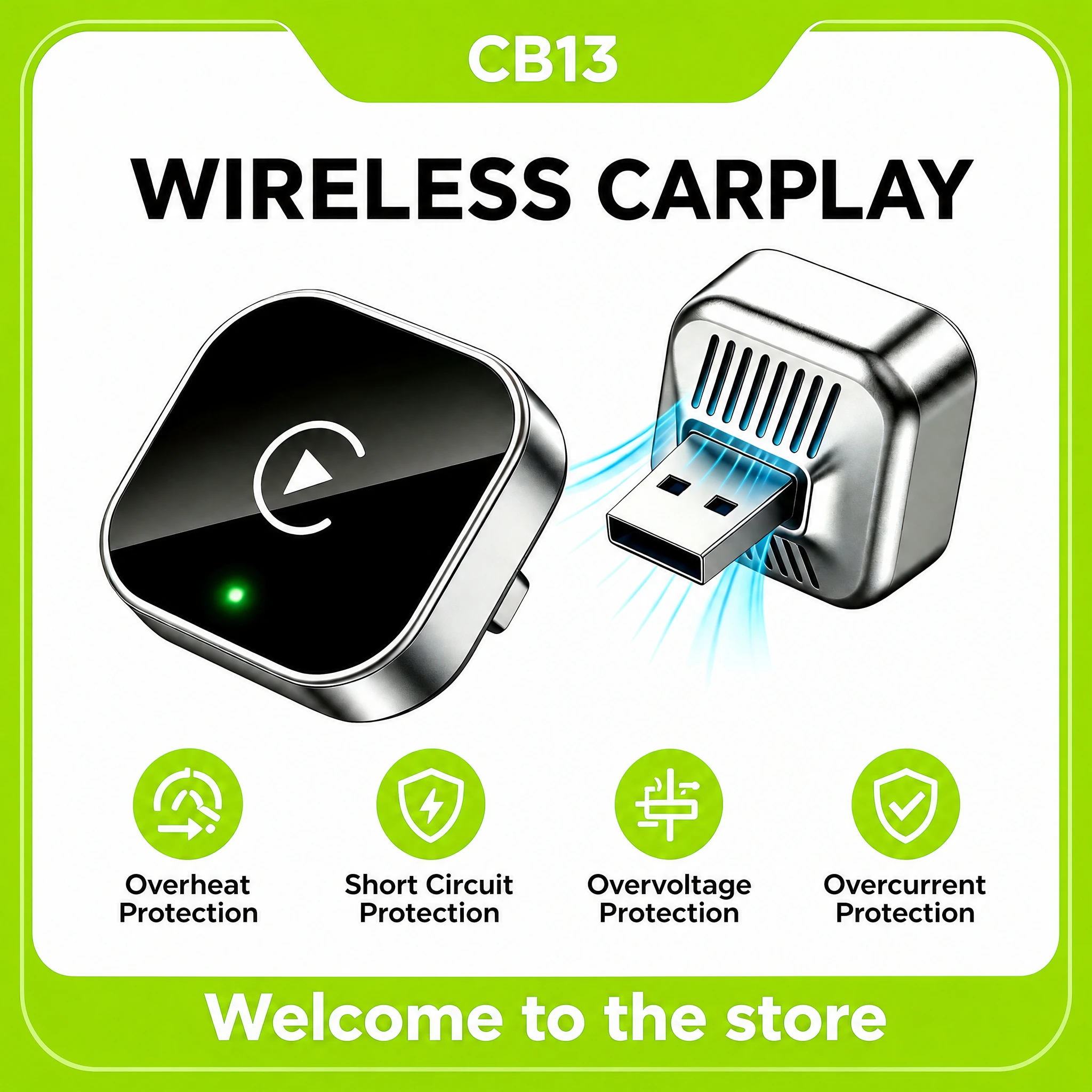 2026 Upgrade Wireless CarPlay Adapter Mini USB Dongle Convert Wired to Wireless CarPlay Plug and Play Auto Connect Stable No Lag