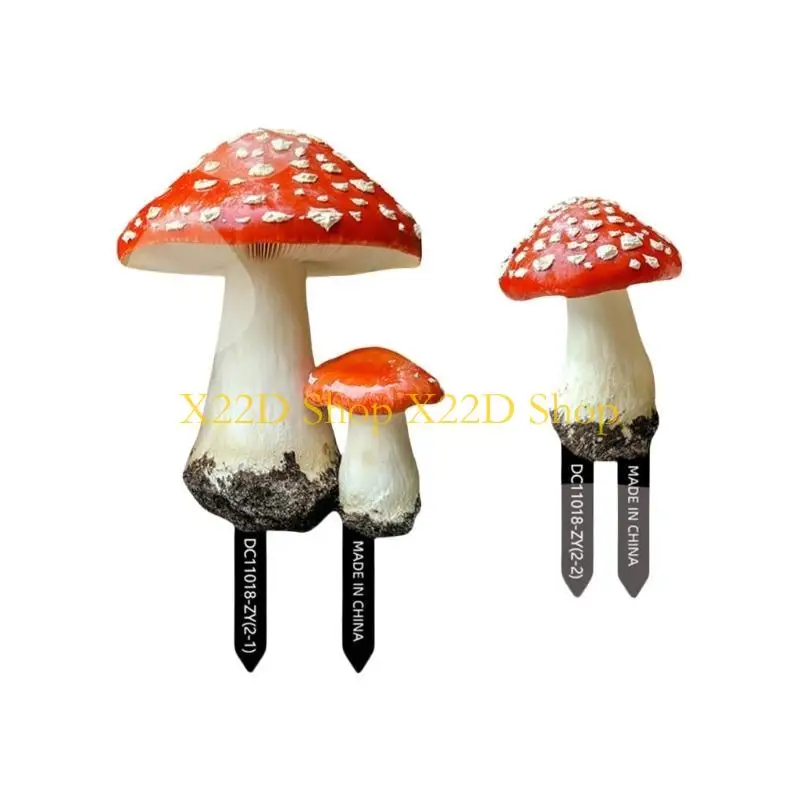 

X22D Realistic Artistic Forest Mushroom Ground Landscape Stakes Cottage Yard Sign For Indoor & Outdoor Use Garden Enthusiasts