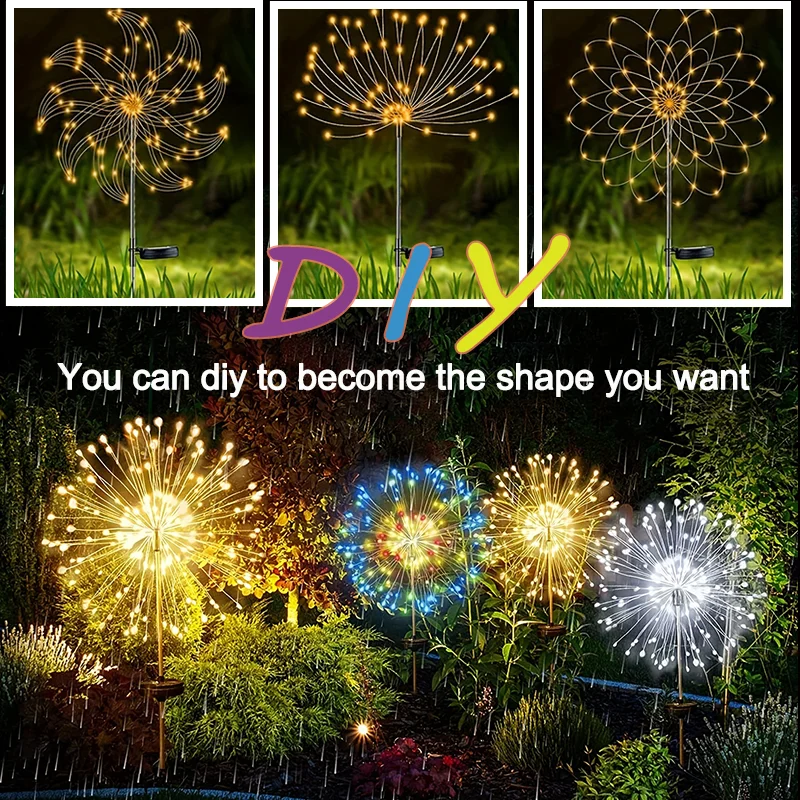 Solar LED Firework Fairy Lights Lawn Pathway lampada solare Outdoor Garden Landscape Holiday Christmas Lights Home Party Park Decor