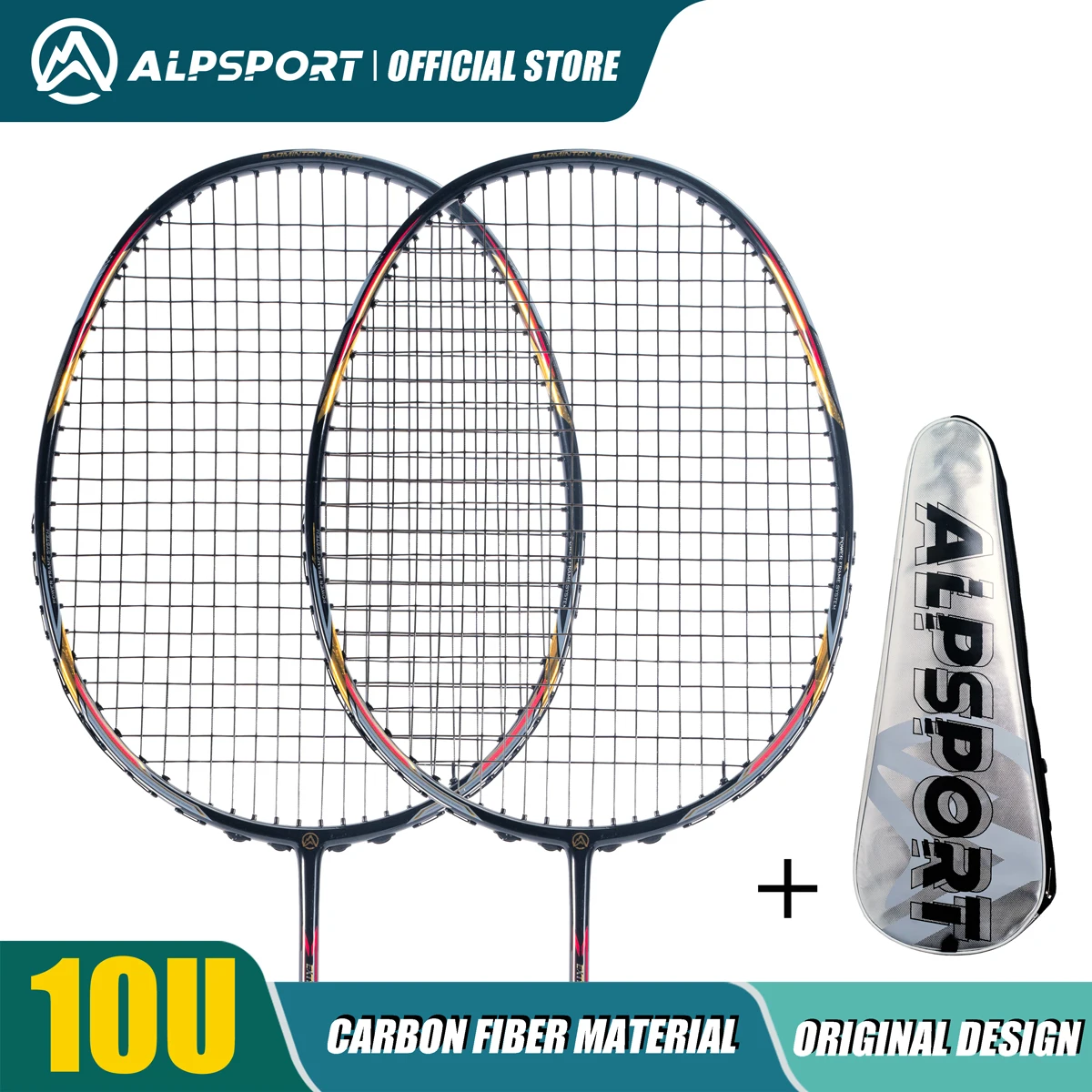 ALPSPORT AIR 10U  Ultralekki 52g T800 Rakieta do badmintona Szybkie odbicie  Importowana Maksymalnie 28 funtów 100% Pro Carbon Fibre + Rakieta tytanowa Dla średnio zaawansowanych i zaawansowanych