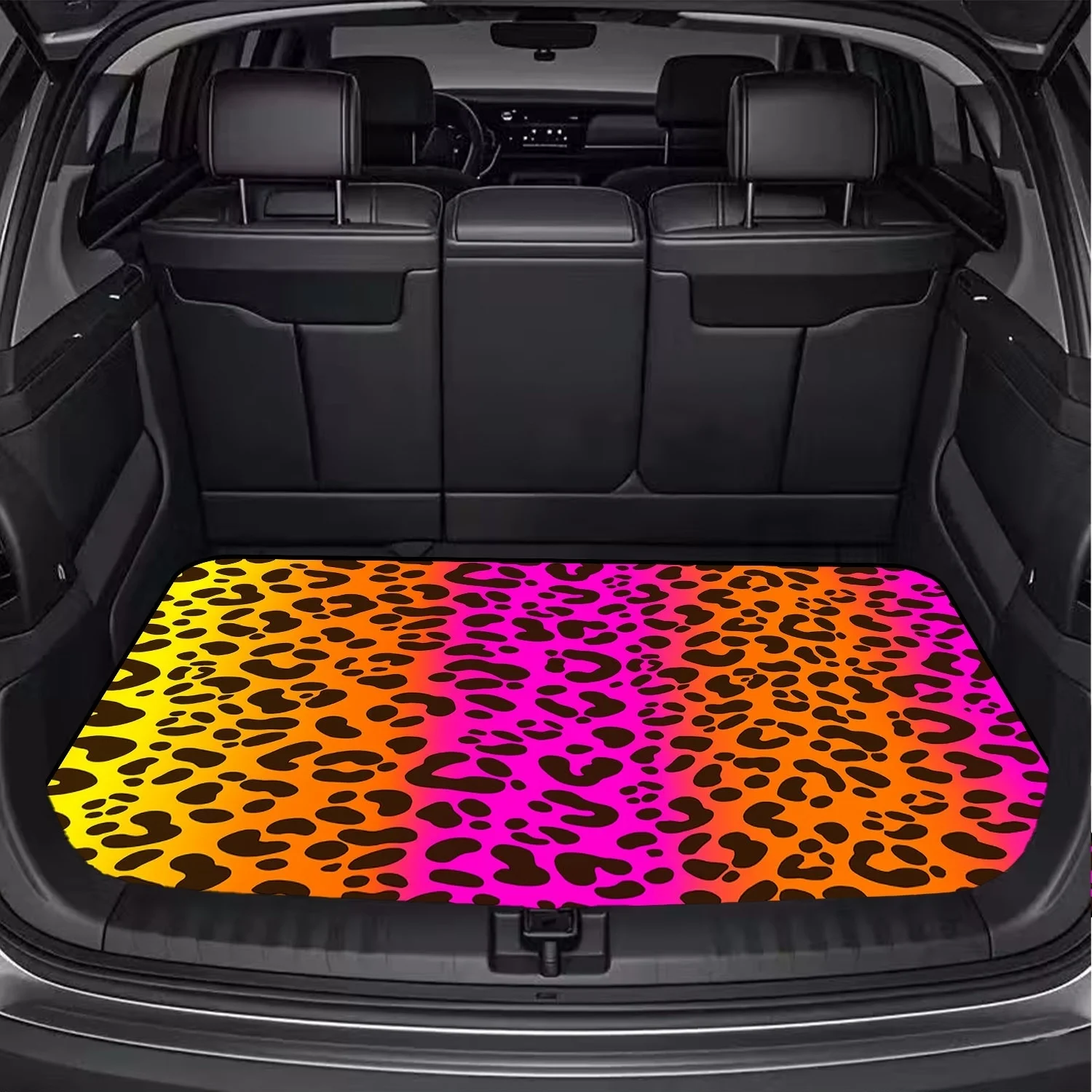 Car Trunk Mat, Gradient Rainbow Leopard Print Cargo Liner, Non‑Slip Waterproof Rear Trunk Protector, Women Car decor, Car Accessories, Interior Decoration Mat, Universal Fit For SUV Sedan Truck, Vibrant Ani