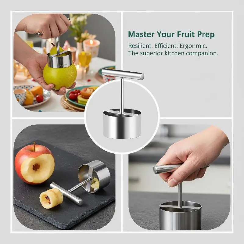 Stainless Steel Fruit Core Remover  Pear Coring Cutter Push Style Core Pitter Digging Tool for Home Kitchen Bakery Supply