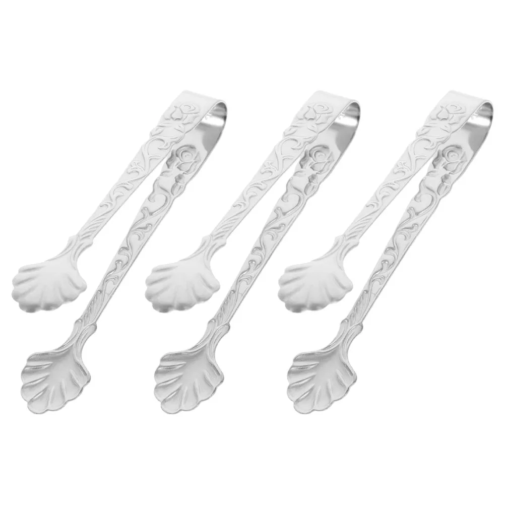 

3 Pcs Stainless Steel Food Tongs Ice for Tea Party Kitchen Mini Gold Coffee Bar Decorative Sugar