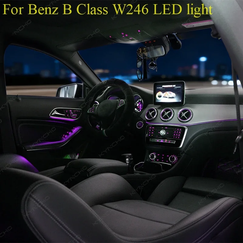 KYNCHO LED Car Ambient Light Kit for BENZ B CLASS W246 64 Colors RGB Bluetooth App Control Symphony Auto Interior Lighting