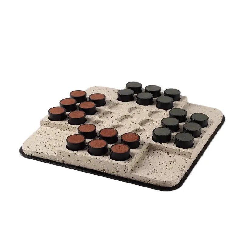 

Modern simple light luxury brown red rouge ornament leather chess board tea room study desktop home decoration pendulum