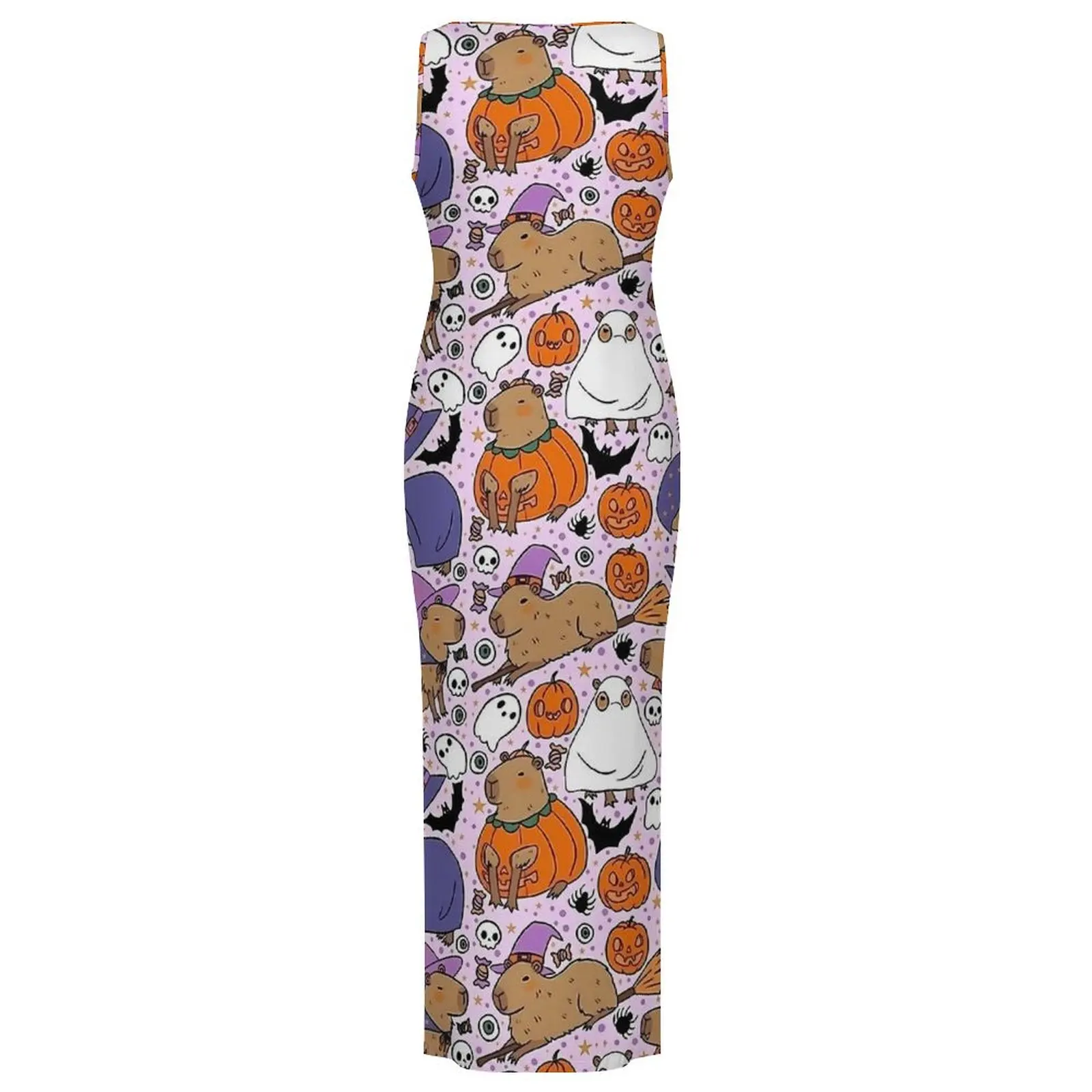 Women Cute Halloween Capybara Print Dress  Street Style Bodycon Dress Summer Sleeveless Pretty Maxi Dresses Oversized Clothing