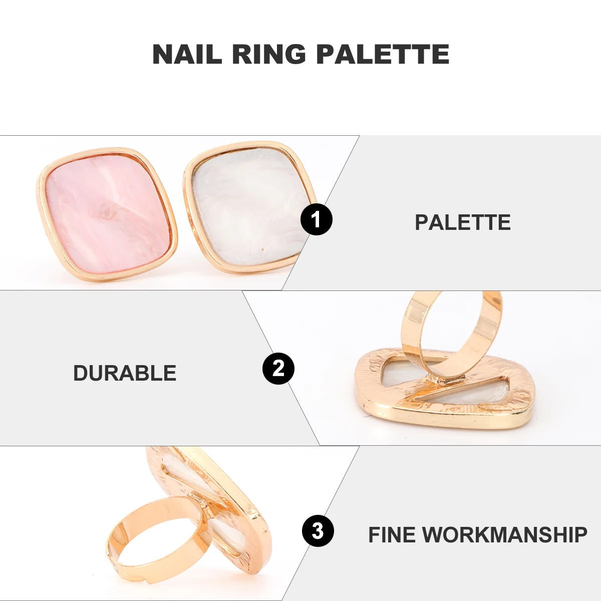 

2Pcs Nail Art Palettes Resin Marble Ring Mixing Plate Mini Finger Tray Portable Manicure Color Palette for Salon Party Home Use