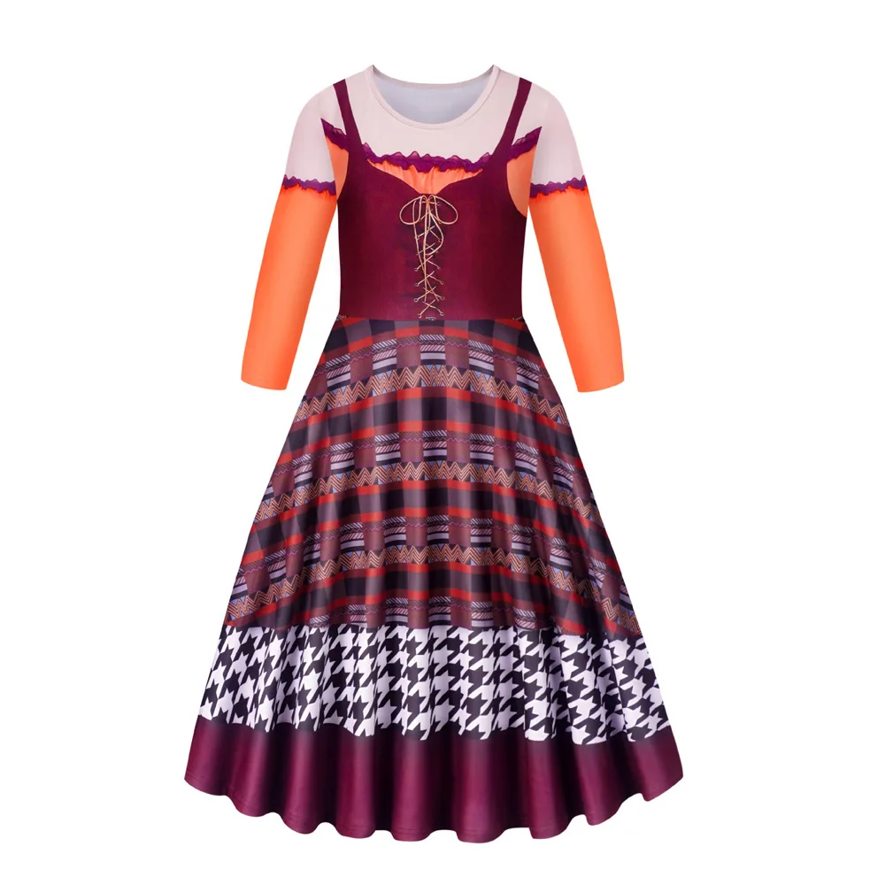 Karneval mittelalter liche Hexe Kleid Cosplay Kostüm Kinder 3D-Druck Mode Prinzessin Kleid Mädchen Urlaub Party Bühnen kleidung