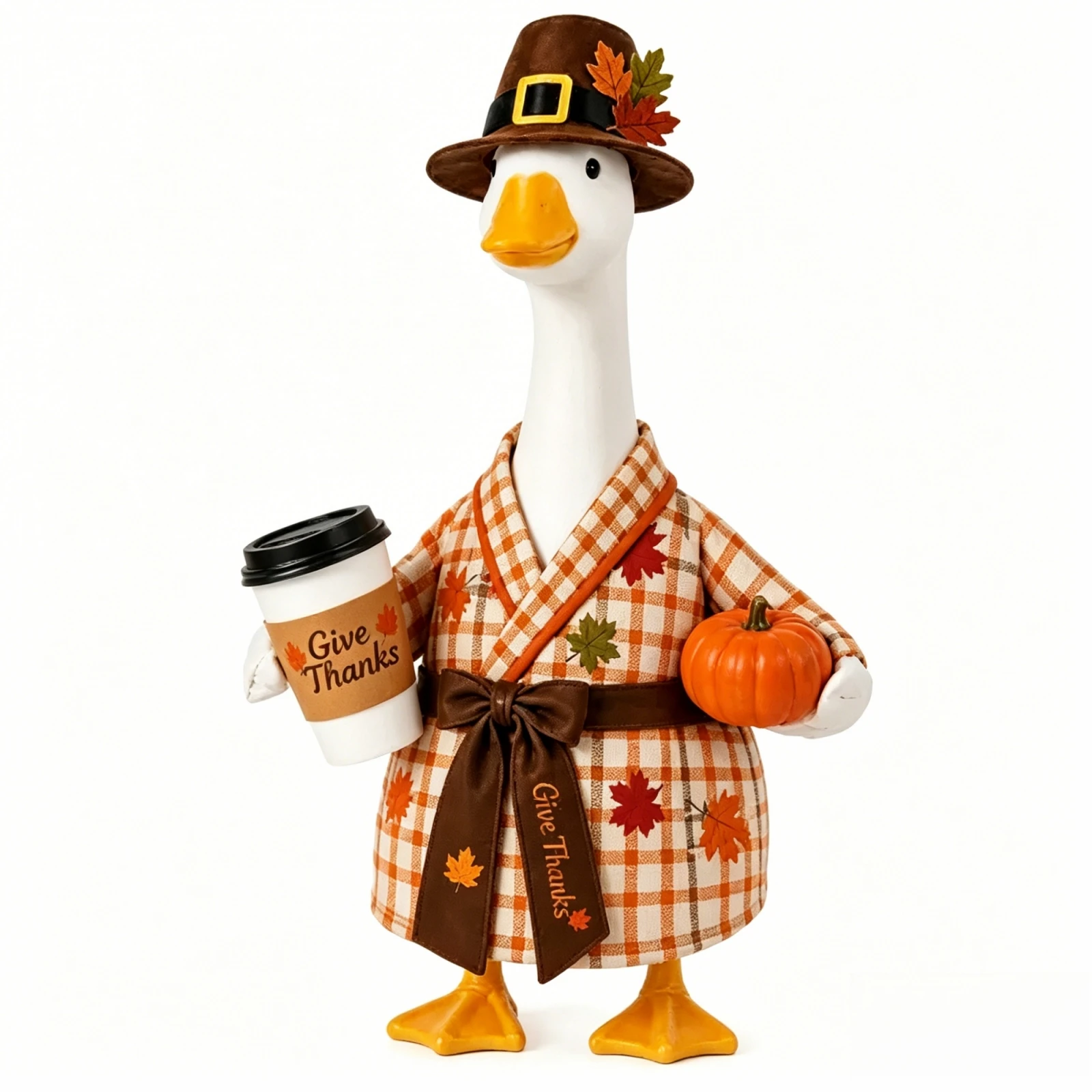 23 in Porch Goose Thanksgiving Outfit Fall Bathrobe with Coffee Cup Hat