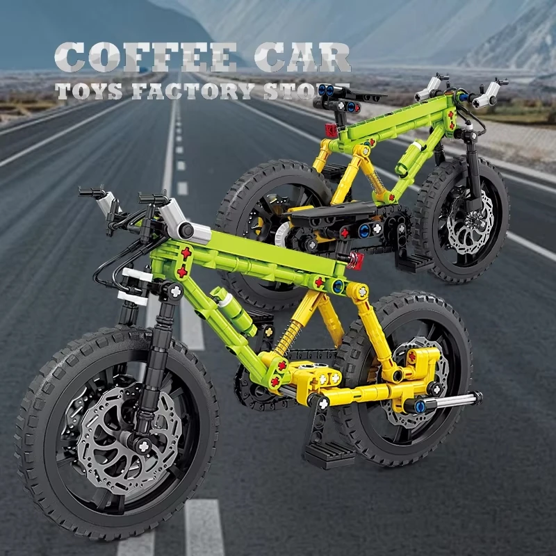 4pcs Mechanical Motion Bicycle Building Blocks Set Mountain Bike  Bricks Model Toys for Kids & Adults DIY Decor Birthday Gift
