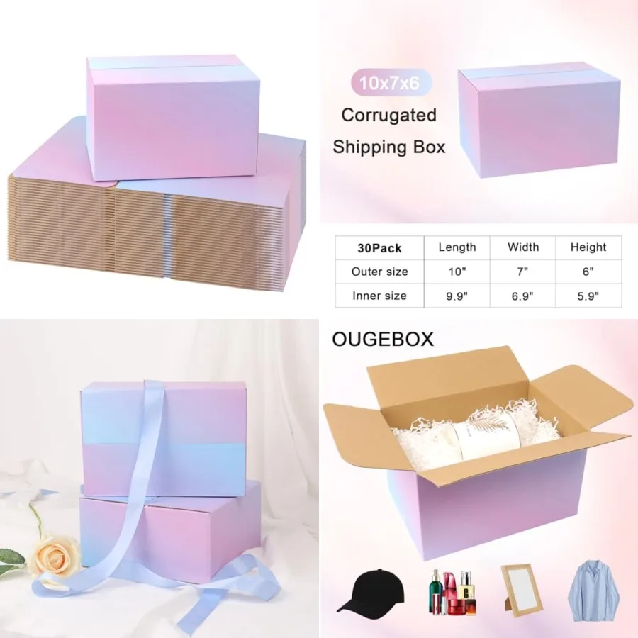 

30 Pack Shippg Boxes for Small Busess, Corrugated Cardboard Boxes for Shipping Mailing