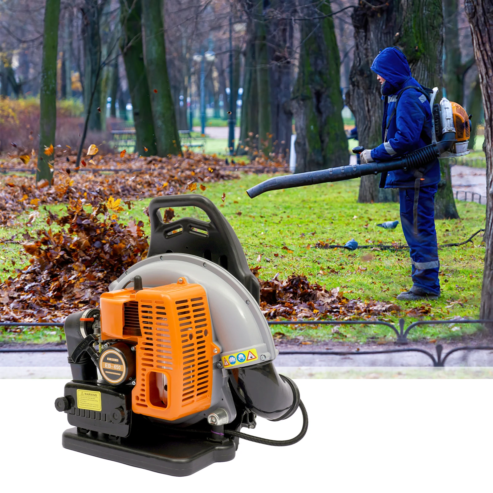 

65CC Backpack Leaf Blower Gas Powered 3.6HP 2-Stroke Backpack Blower Gas Blower Air-Cooled Lawn Blower Gasoline Powered