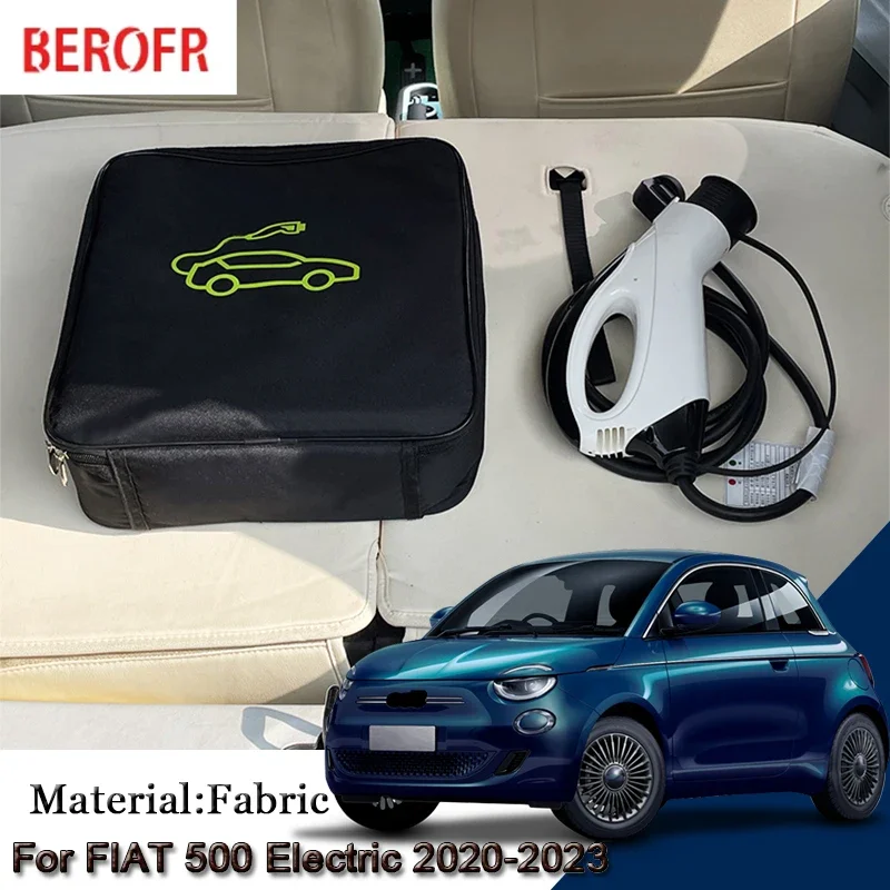 Bolsa de transporte para almacenamiento de cables de carga de coche EV, compatible con FIAT 500 Electric 2020-2022 2023, enchufes de cargador, resistente al agua, retardante de fuego