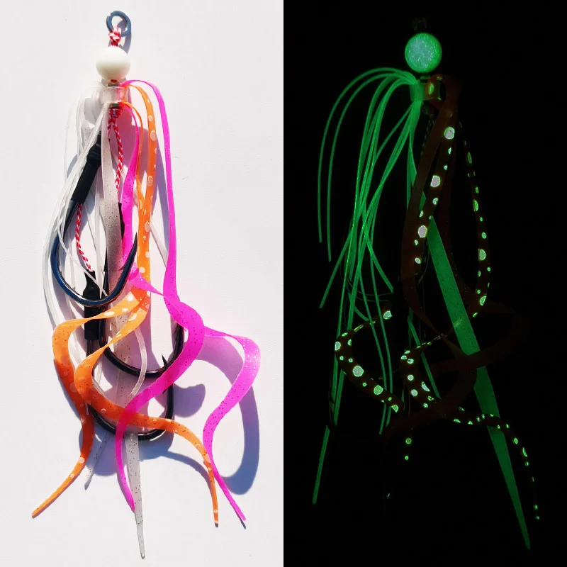 

10 шт. 15 # 17 # 19 # Джиг-головка Kabura Snapper с силиконовой юбкой, крючок-ассистент, крючок для джиггинга, крючок для морской рыбалки, джиг-головка с грузилом