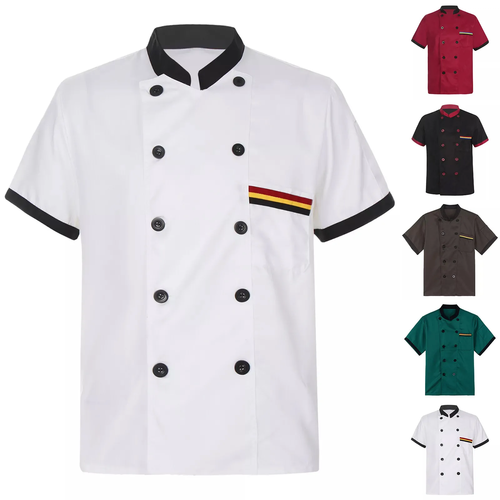 Fashion Chef Uniform Short Sleeve Top Unisexy Breathable Chef Work Clothes Western Restaurant Hotel Kitchen Catering Work