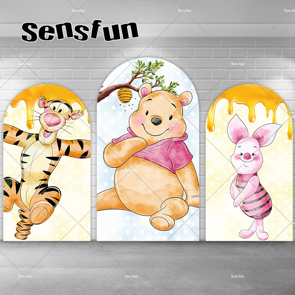 Cartoon Winnie Tigger Piglet Arch Backdrop Cover Honey Tree Cute Baby Shower Newborn 1st Birthday Party Chiara Wall Backgrounds