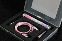 Cable USB-C en espiral de cinco núcleos con interruptor magnético Premium 8K, cable de teclado mecánico personalizado con resorte en espiral trenzado chapado en oro