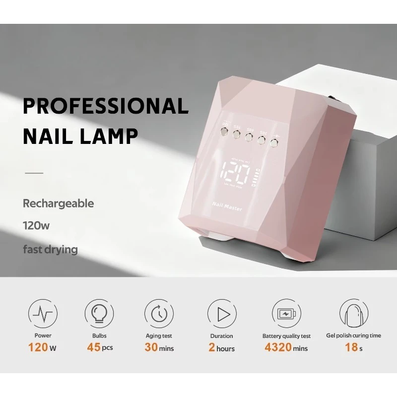 

Профессиональная лампа для сушки гель-лака для домашнего салона с интеллектуальным датчиком, ЖК-дисплеем и мощным УФ-светодиодом