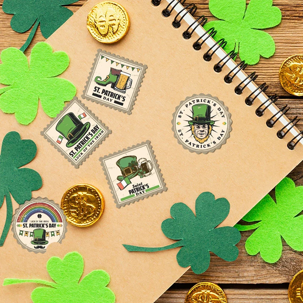 4 Sheets St. Patrick's Day Label Stickers DIY Party Envelope Gift Decoration Sealing Sticker Stationery