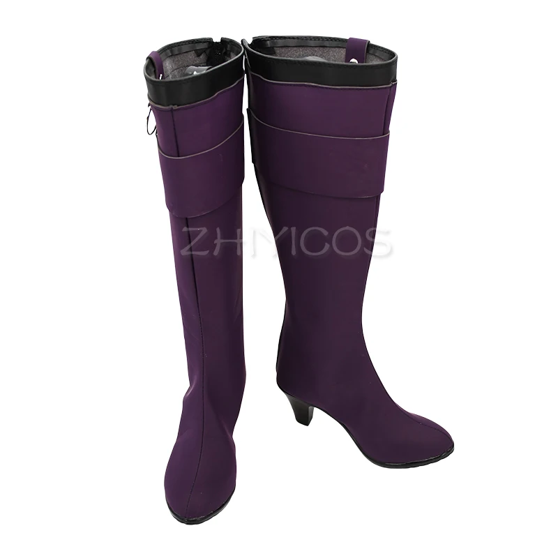 ZHIYICOS أنيمي Danganronpa Kirigiri Kyoko تأثيري أحذية النساء الأرجواني الأحذية بولي Leather الجلود أحذية الحفلات الهالوين مخصص