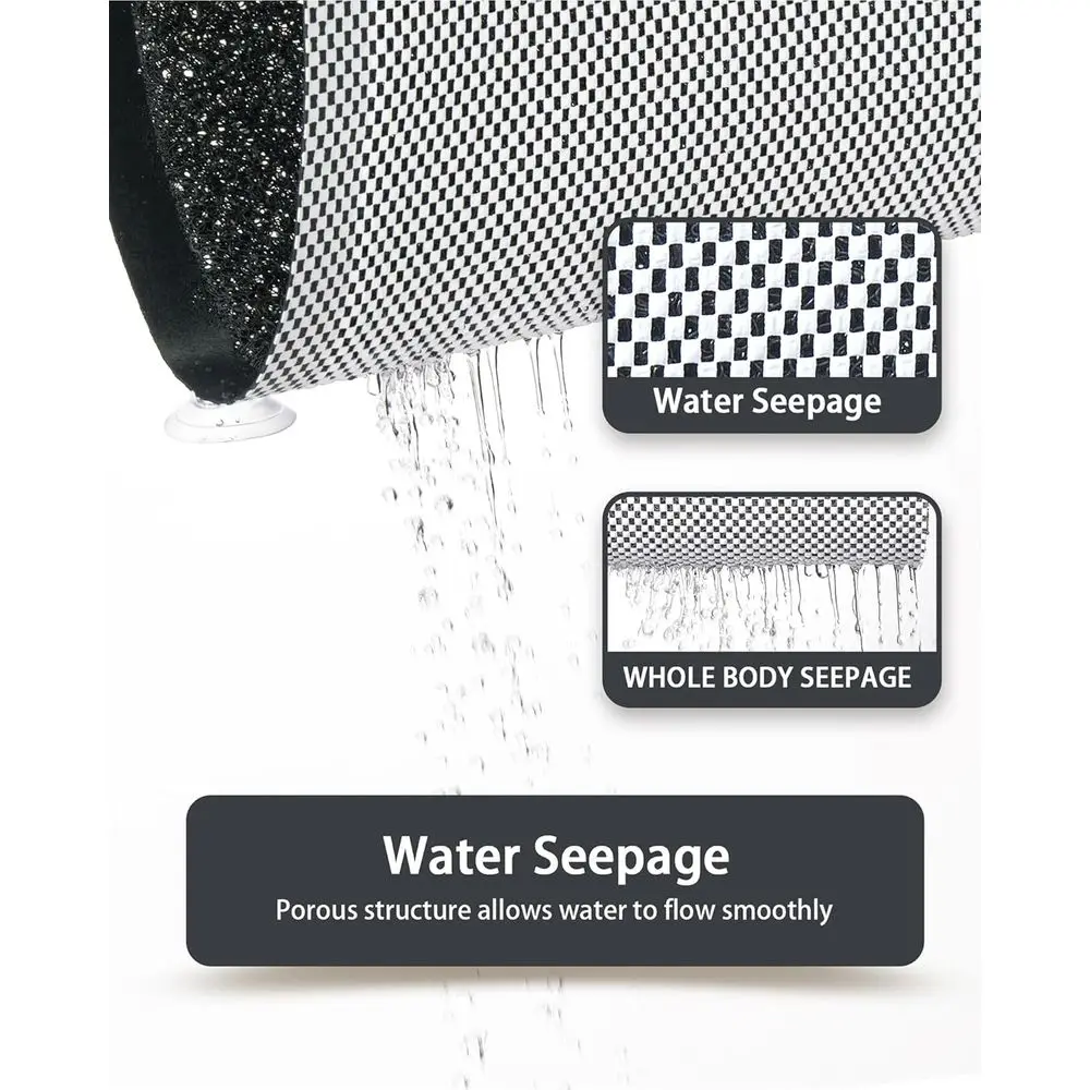 سجادة استحمام مضادة للانزلاق مقاس 17 × 30 بوصة مع أكواب شفط، ومنظف قدم الحمام، وتصميم سريع الجفاف لأرضيات الحمام المبللة (أسود) #6