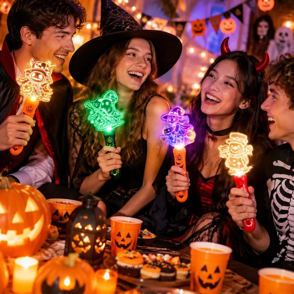 LED Flashing Lights Christmas Wand Toy Smooth Plastic Light Up LED Light Up Stick Built In Music Handheld