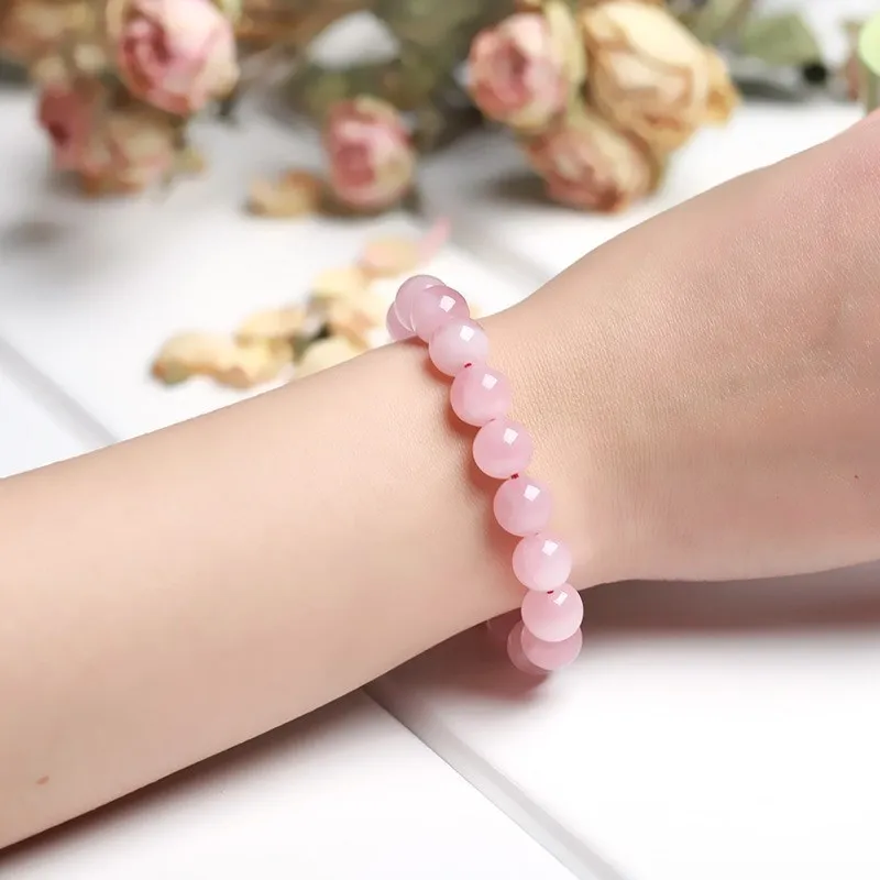 JD 5A Madagascar Natural Rose Quartz Bead Bracelet Women Girls Fashion Stone Handmade Strength Yoga Healing Energy Jewelry Gift