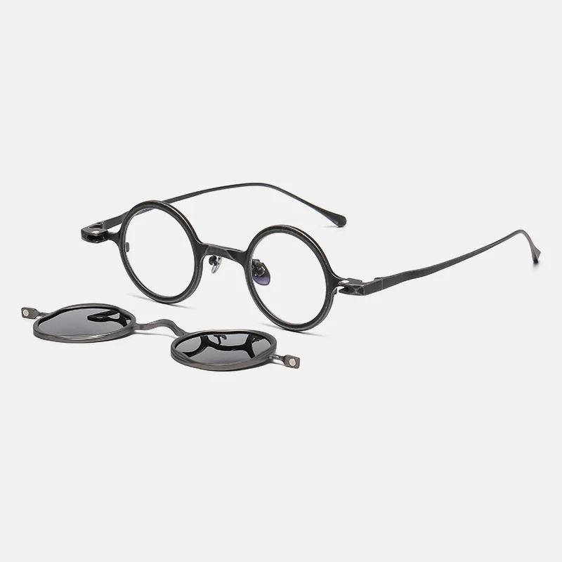 Fashion 2 In 1 Magnetic Polarized Sunglasses Pure Titanium Glasses Frame Men Eyeglasses Frame Women Luxury Brand Designer