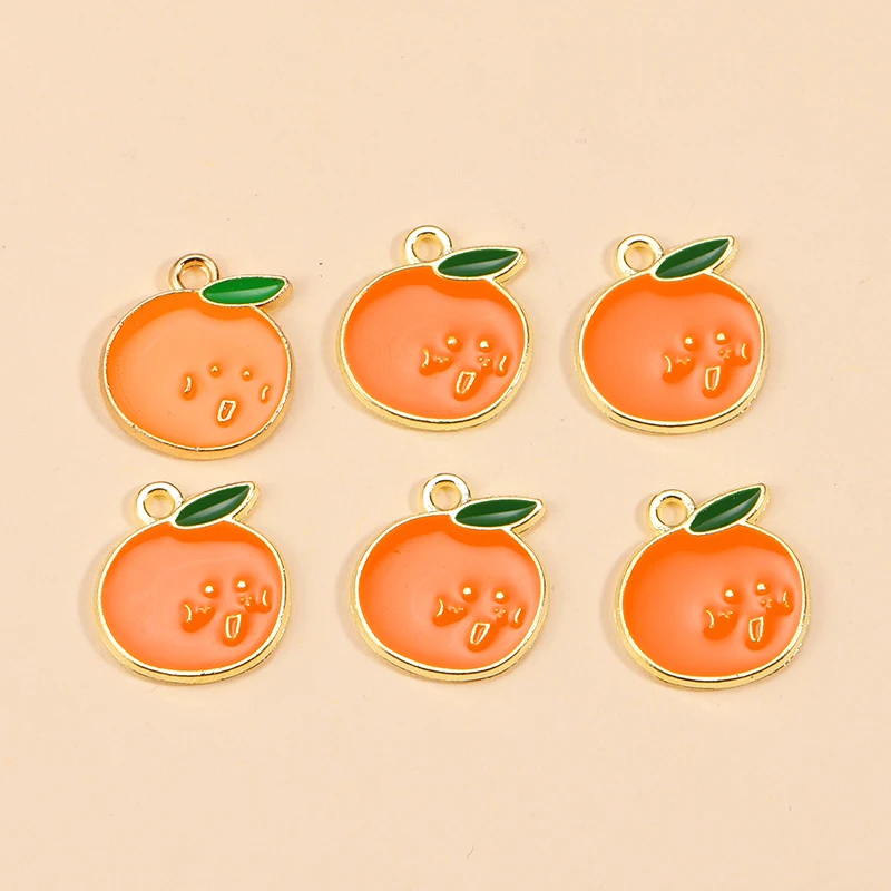 10Pcs Enamel Orange Charms for DIY Jewelry Making