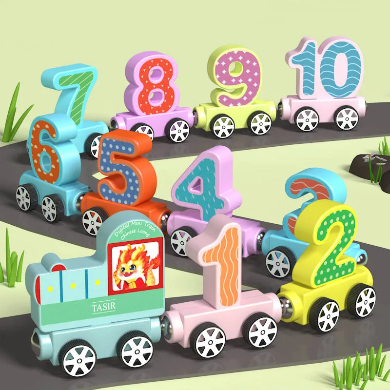 

Магнитный цифровой поезд, детская развивающая игрушка, деревянная, 11 секций, подключенный детский сад, Монтессори, цифровой поезд для раннего образования