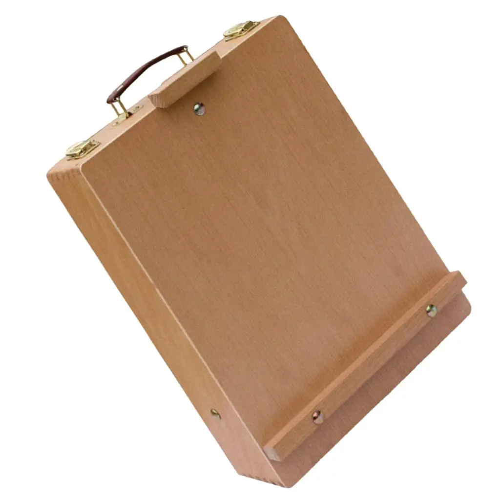 and Table Artist Easel - All Media Adjustable Angle Desk Storage Compartments Case - Beech Wood