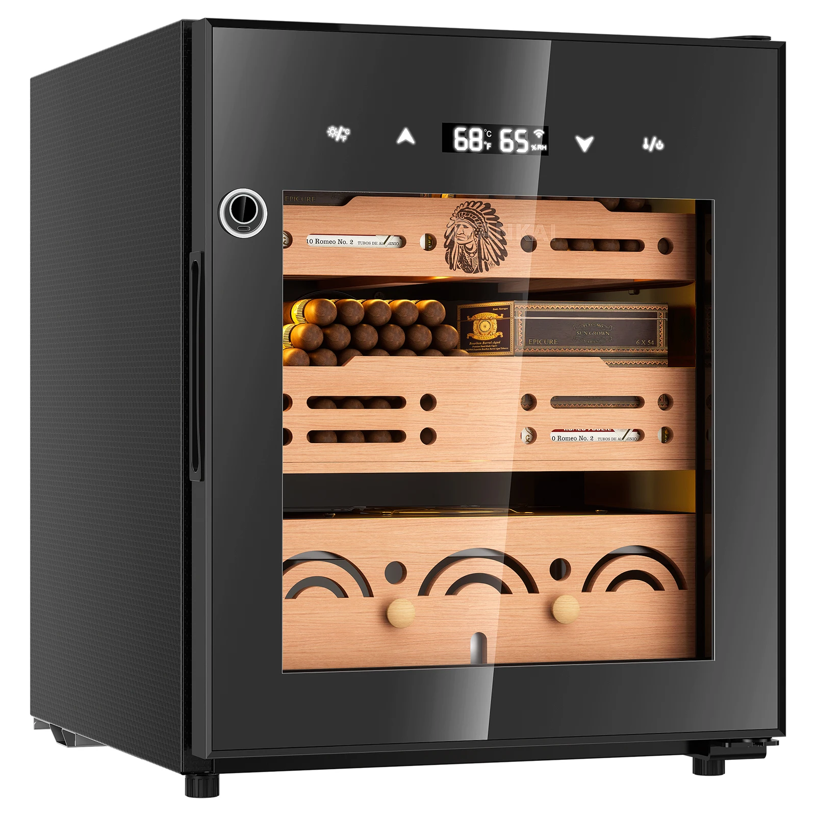 Electric Cigar Humidor Cabinet,300pcs Cooling Cigar Fridge,Temperature Humidity Control with Cedar Wood Trays,Noise Cancelling