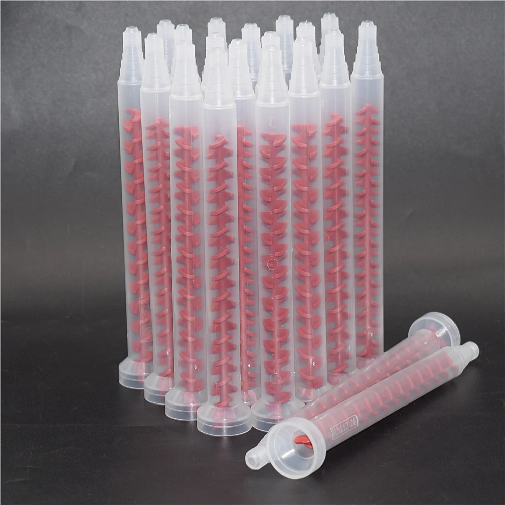 200pcs Two Component Glue Adhesives Mixing Nozzle AB Glue Quick Mixer RM12-26 Round Mixed Tube Adhesive Dynamic Mixing Nozzles