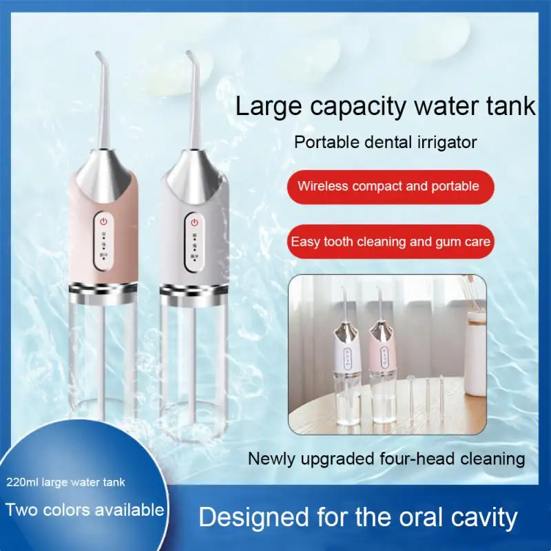 

New Oral Irrigator Water Flosser Portable Water Jet Pick Flosser Tooth Pick 4 Jet Tip 220ML Water Tank Teeth Whitening Cleaner