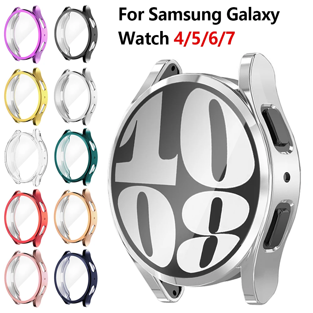 Soft TPU Case for Samsung Galaxy Watch 4/5/6/7 40mm 44mm Screen Protector All-Around Protective Cover for Watch 6 47mm 43mm