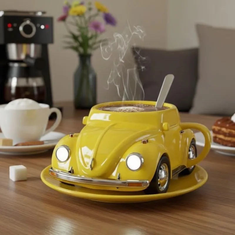 2026 New Beetle shaped Car Coffee Cup Vintage Coffee Cup Craft Coffee Enthusiast Gift
