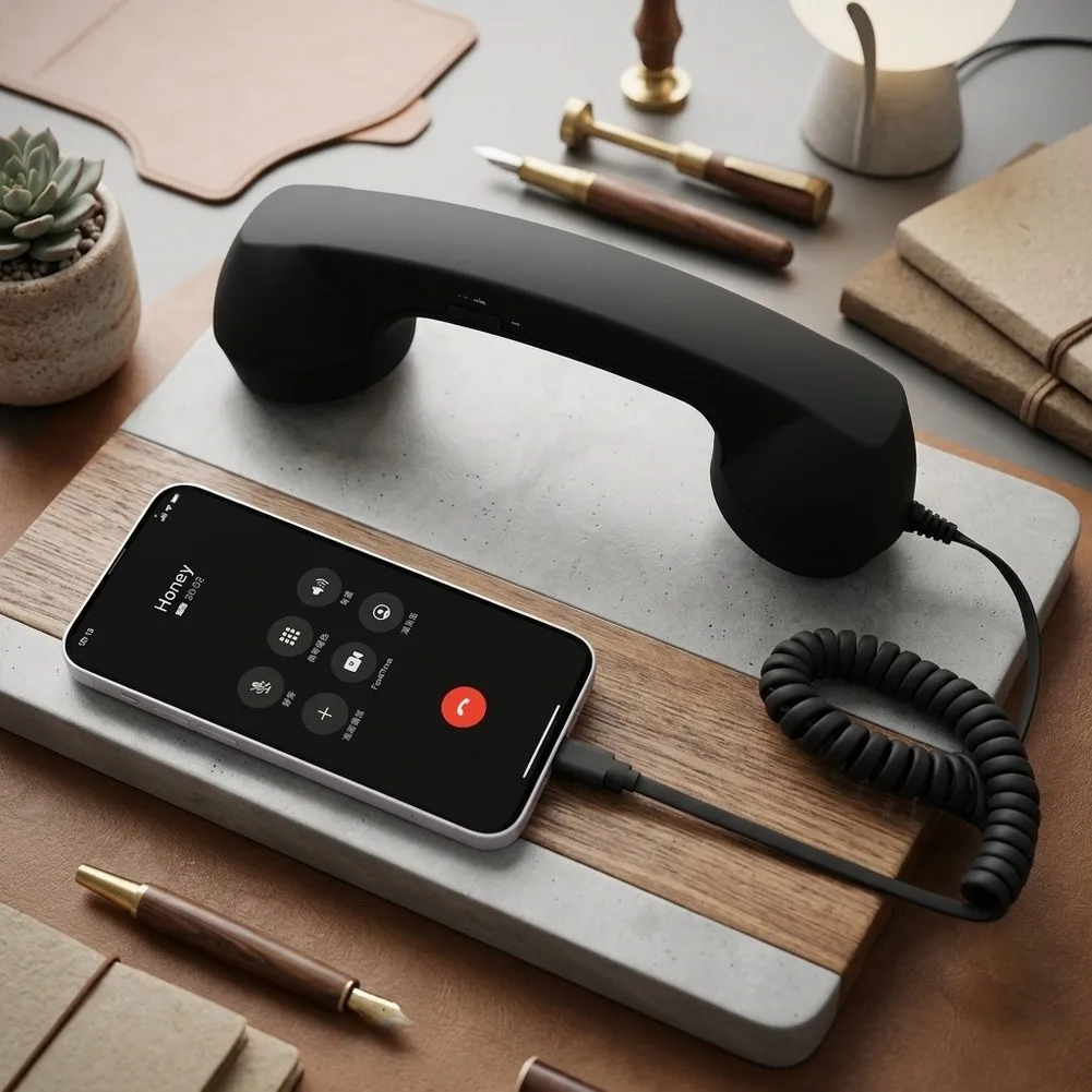 23cm Retro= Phone Handset For IPhone & Android=, Type-C Wired Receiver= With Clear Audio, Handle For Mobile Calls Home Decor