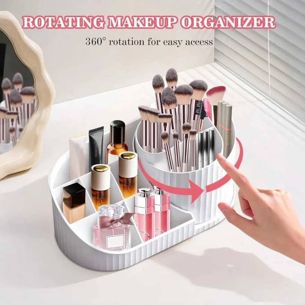 360° Rotating Pen Holder Divided Flower-Shaped Makeup Storage Box Easy Access for Home Dorm Office RV Back-to-School Gifts