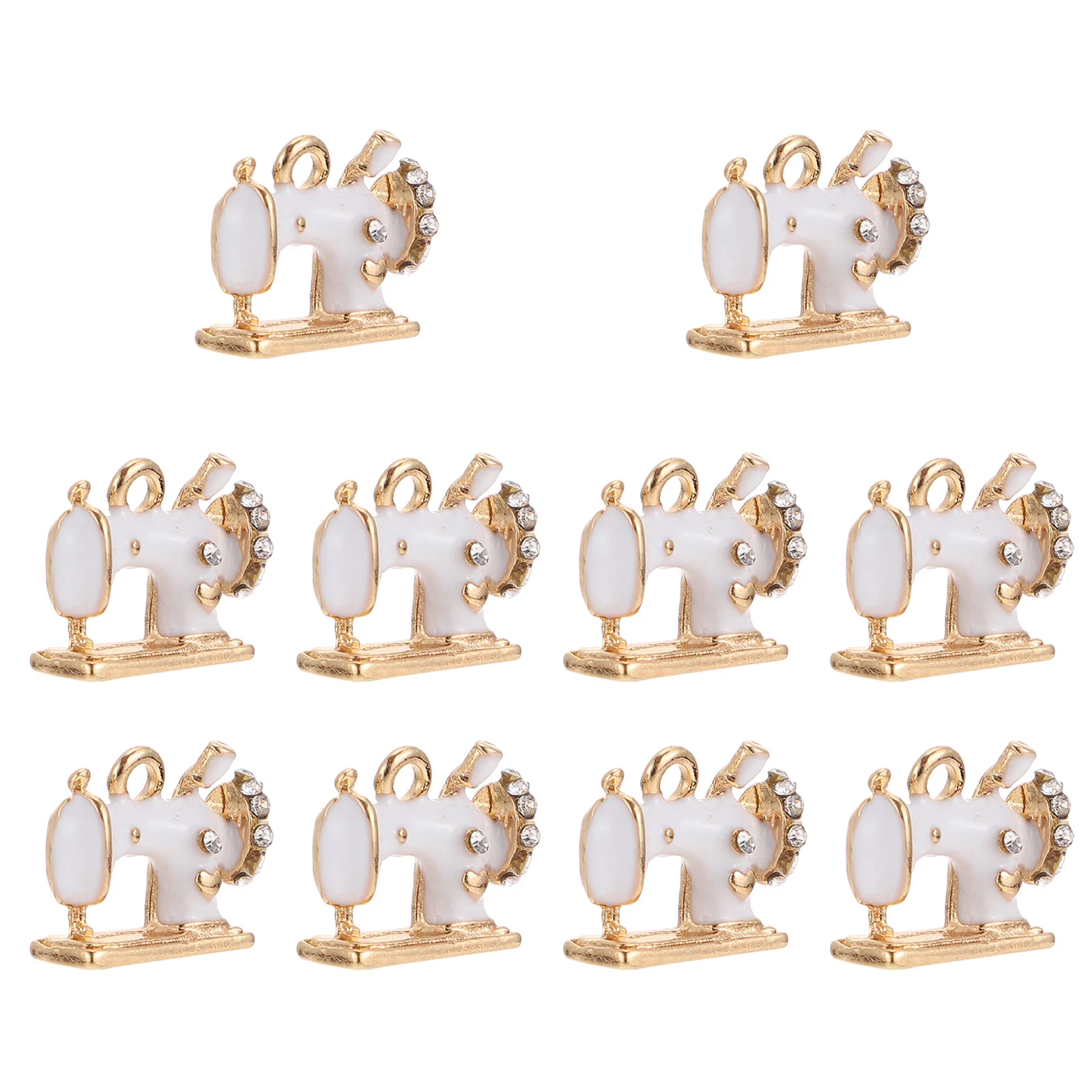 จี้รูปจักรเย็บผ้า 10 ชิ้น ทำจากโลหะผสม สไตล์วินเทจ สำหรับทำเครื่องประดับ DIY สร้อยคอ สร้อยข้อมือ พวงกุญแจ ของตกแต่ง พวงกุญแจจี้