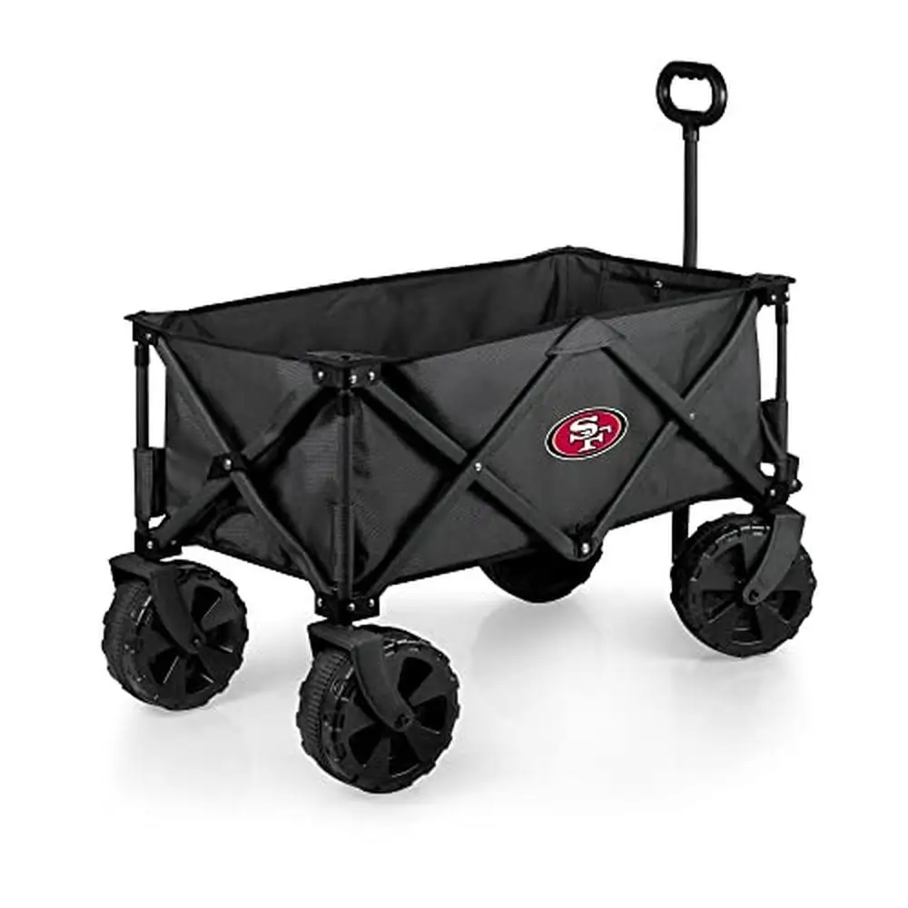 Portable All-Terrain Adventure Utility Wagon Sport Collapsible Wagon with Cover Heavy Duty Steel Frame Beach Picnic Garden Gear