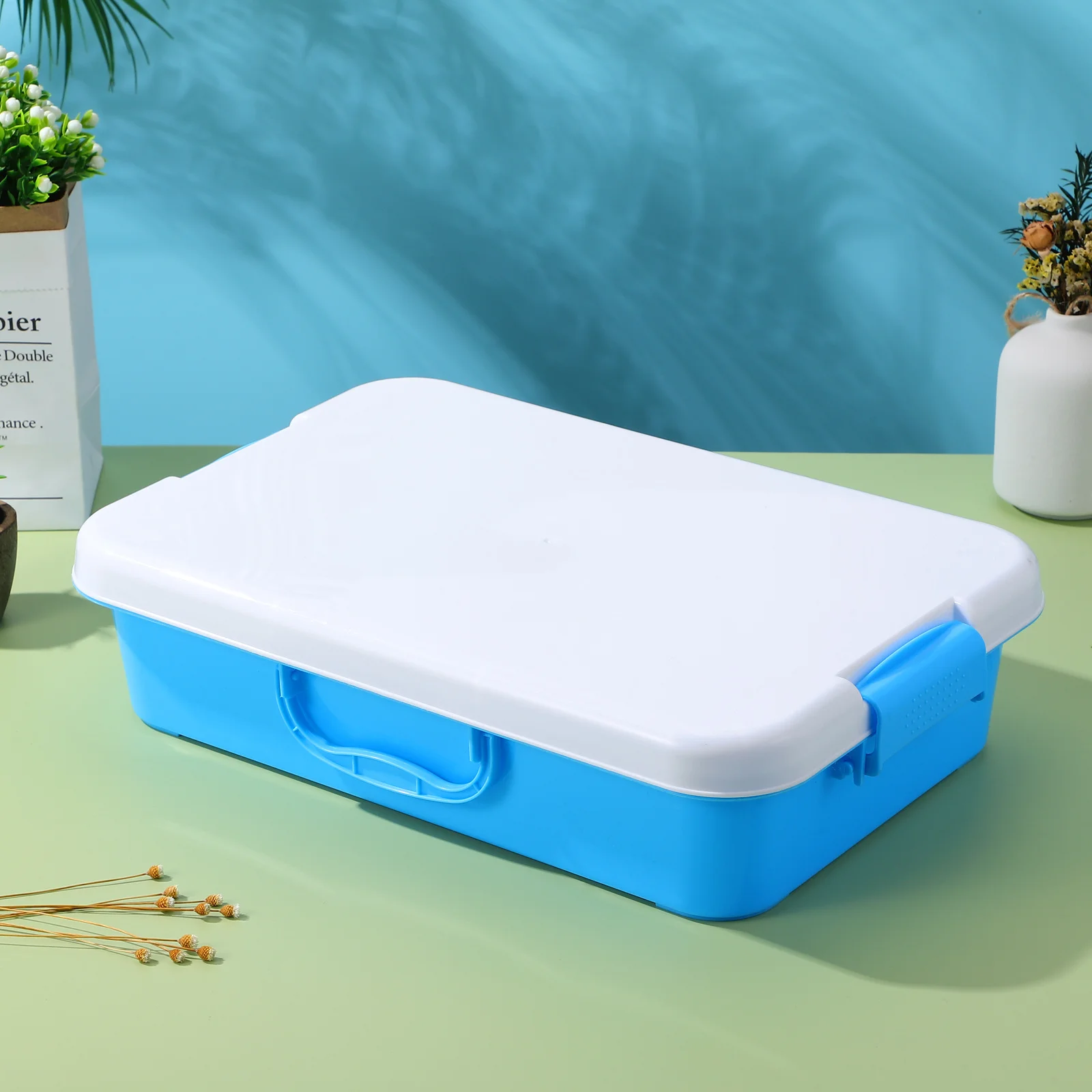 صندوق رمل كبير محمول مع غطاء صينية رمل للأطفال، حل تخزين سهل الحمل لصينية رمل وقت الفناء الخلفي على الشاطئ